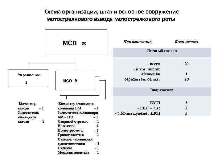 Из каких подразделений состоит мотострелковая рота