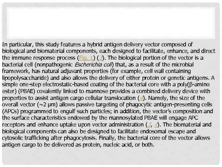 In particular, this study features a hybrid antigen delivery vector composed of biological and