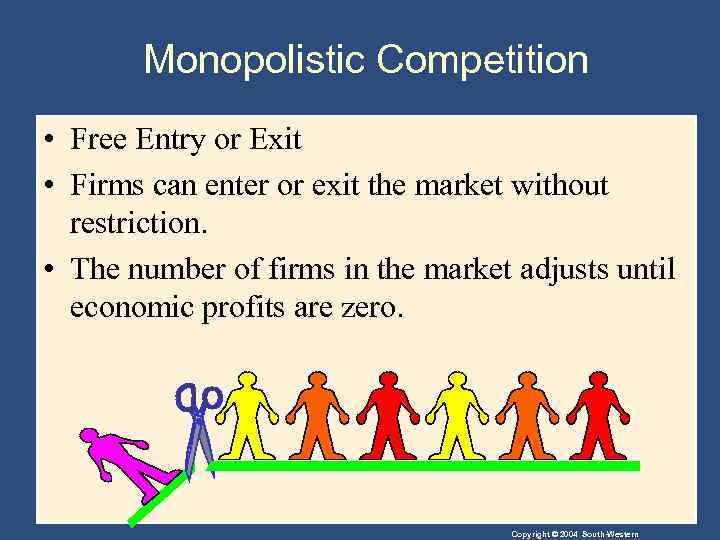 Monopolistic Competition • Free Entry or Exit • Firms can enter or exit the