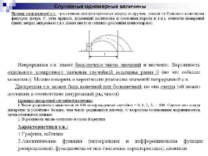 Случайные одномерные величины 