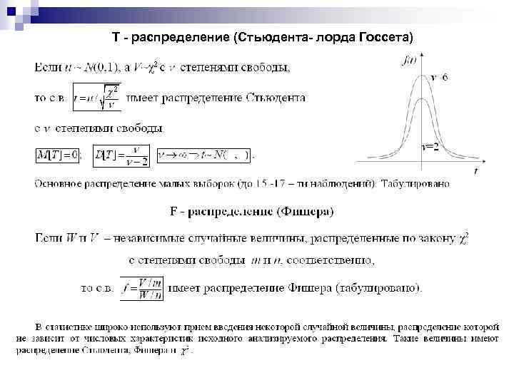 Т - распределение (Стьюдента- лорда Госсета) 