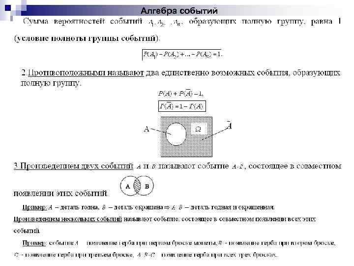 Алгебра событий 