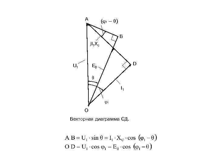 A (φ1 – θ) B j. I 1 Xc U 1 D E 0