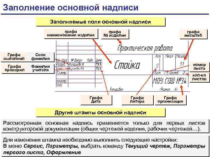 Графа наименование. Заполнение Граф основной надписи. Заполнение Граф на чертеже. Заполнение основных Граф чертеж.