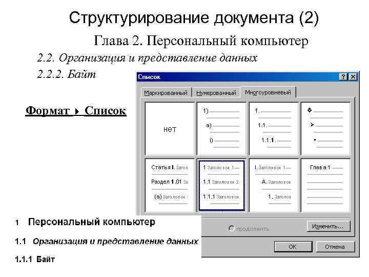 Формат список