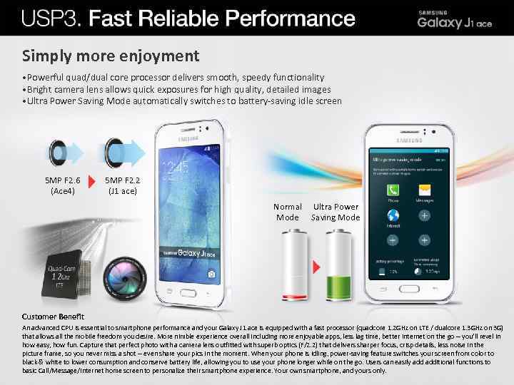 Simply more enjoyment • Powerful quad/dual core processor delivers smooth, speedy functionality • Bright