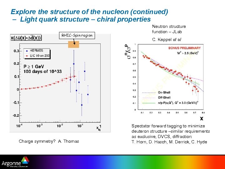 Explore the structure of the nucleon (continued) – Light quark structure – chiral properties