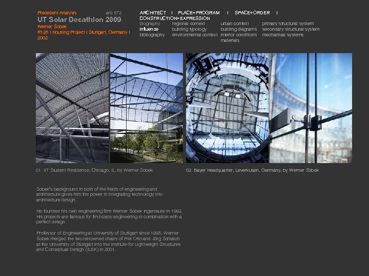 Precedent Analysis arc 572 UT Solar Decathlon 2009 Werner Sobek R 128 I Housing