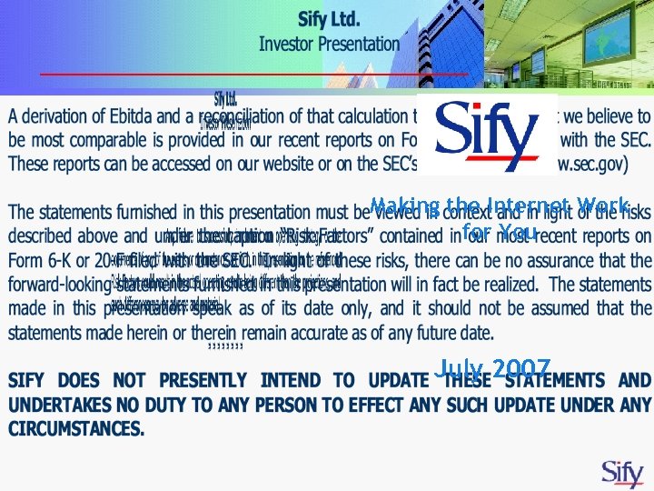 Making the Internet Work for You July 2007 