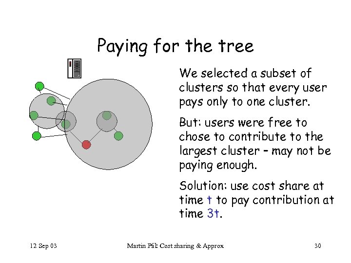 Paying for the tree We selected a subset of clusters so that every user