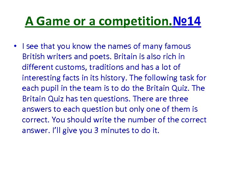 A Game or a competition. № 14 • I see that you know the