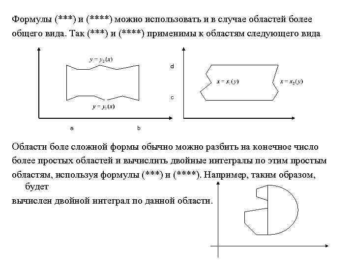 Формулы (***) и (****) можно использовать и в случае областей более общего вида. Так