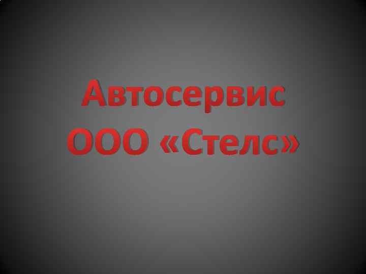 Автосервис ООО «Стелс» 