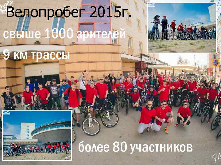 Велопробег 2015 г. свыше 1000 зрителей 9 км трассы более 80 участников 