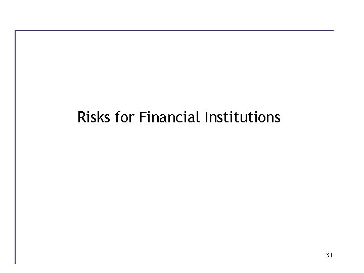 Risks for Financial Institutions 31 