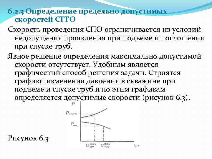 6. 2. 3 Определение предельно допустимых скоростей СТТО Скорость проведения СПО ограничивается из условий