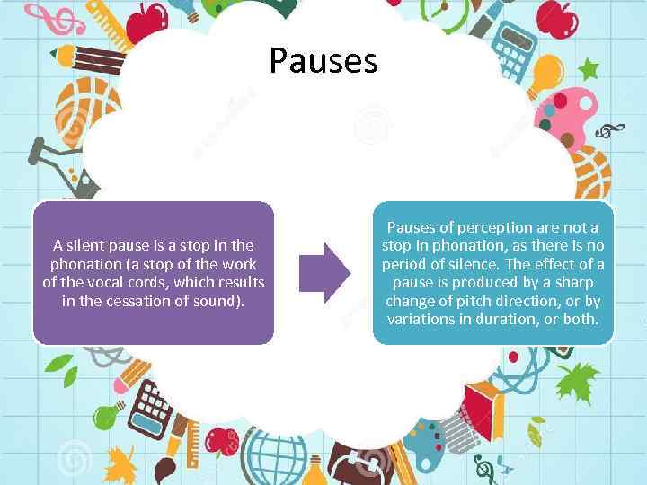 Pauses A silent pause is a stop in the phonation (a stop of the