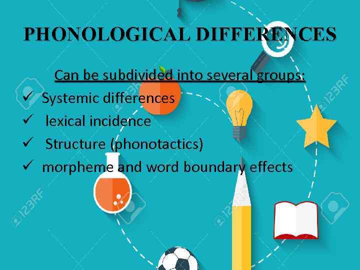 PHONOLOGICAL DIFFERENCES ü ü Сan be subdivided into several groups: Systemic differences lexical incidence