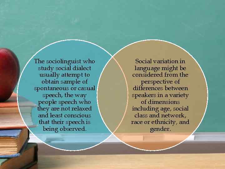 The sociolinguist who study social dialect usually attempt to obtain sample of spontaneous or