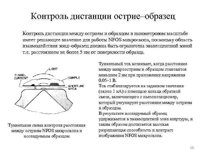 Контроль дистанции острие–образец Контроль дистанции между острием и образцом в нанометровом масштабе имеет решающее