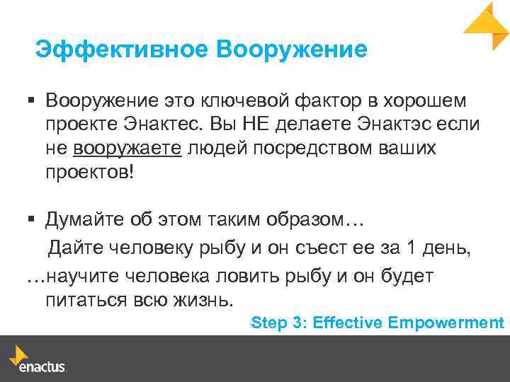 Эффективное Вооружение § Вооружение это ключевой фактор в хорошем проекте Энактес. Вы НЕ делаете