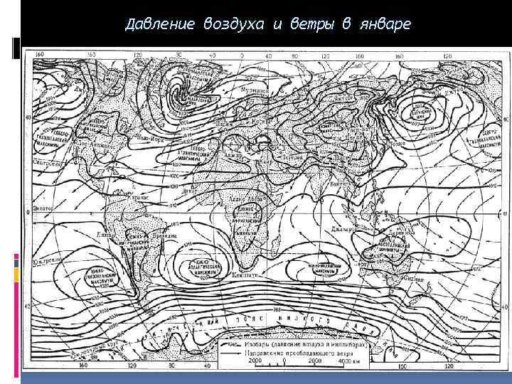 Давление воздуха и ветры в январе 