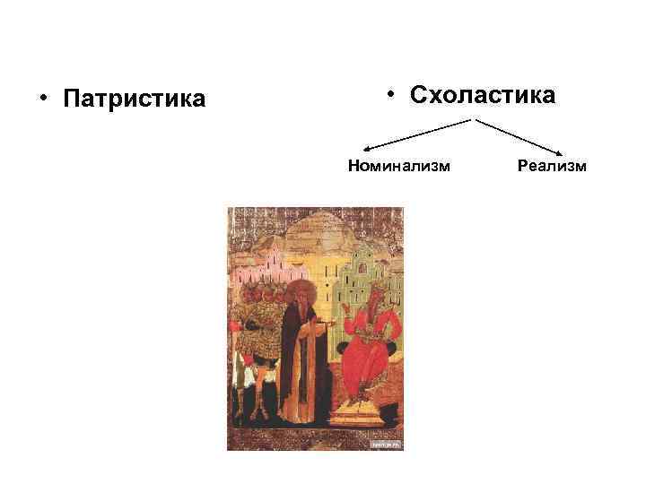  • Патристика • Схоластика Номинализм Реализм 