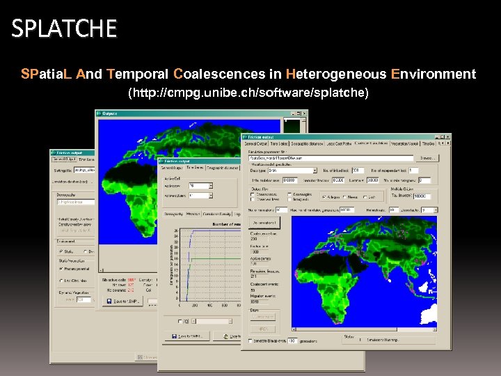 SPLATCHE SPatia. L And Temporal Coalescences in Heterogeneous Environment (http: //cmpg. unibe. ch/software/splatche) 