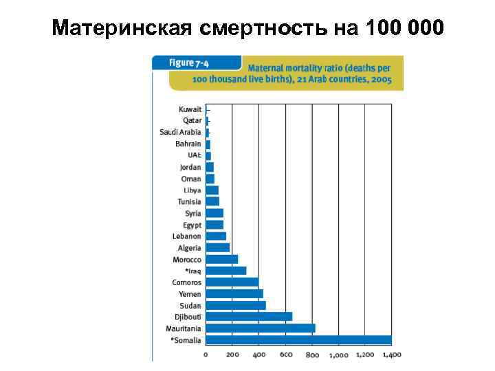 Материнская смертность на 100 000 