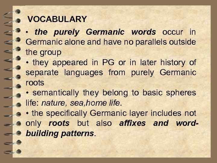 germanic word for presentation