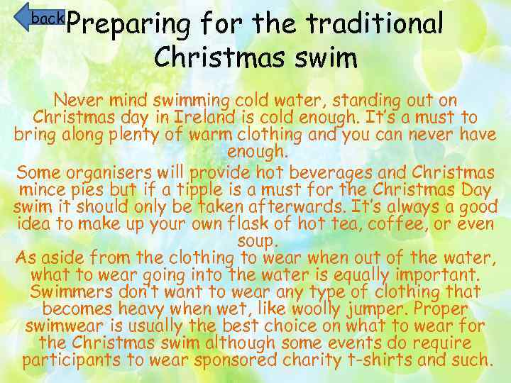 back Preparing for the traditional Christmas swim Never mind swimming cold water, standing out