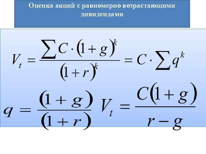 Оценка акций с равномерно возрастающими дивидендами 