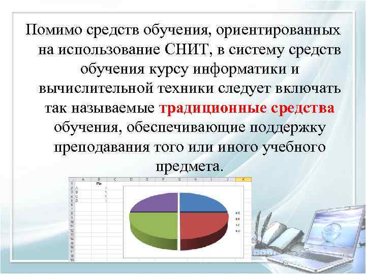 Помимо средств обучения, ориентированных на использование СНИТ, в систему средств обучения курсу информатики и