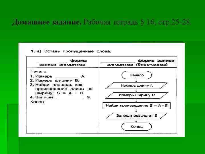 Домашнее задание. Рабочая тетрадь § 16, стр. 25 -28. 