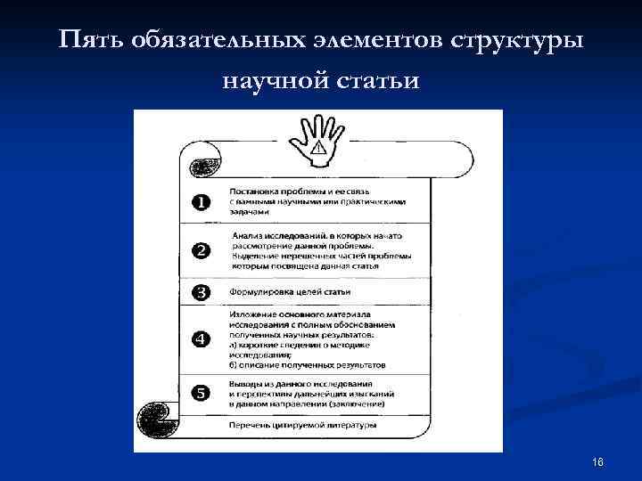 Пять обязательных элементов структуры научной статьи 16 