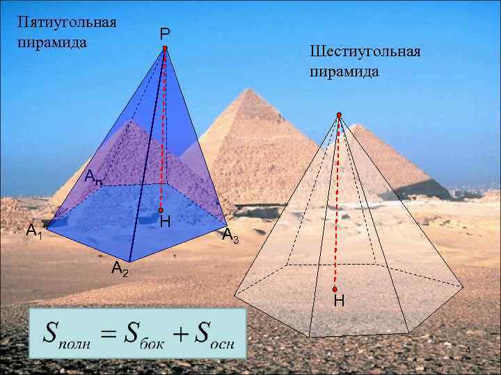 Пятиугольная пирамида Р Шестиугольная пирамида Аn Н А 1 А 3 А 2 Н
