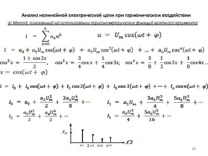 Анализ нелинейной электрической цепи при гармоническом воздействии а) Метод, основанный на использовании тригонометрических функций