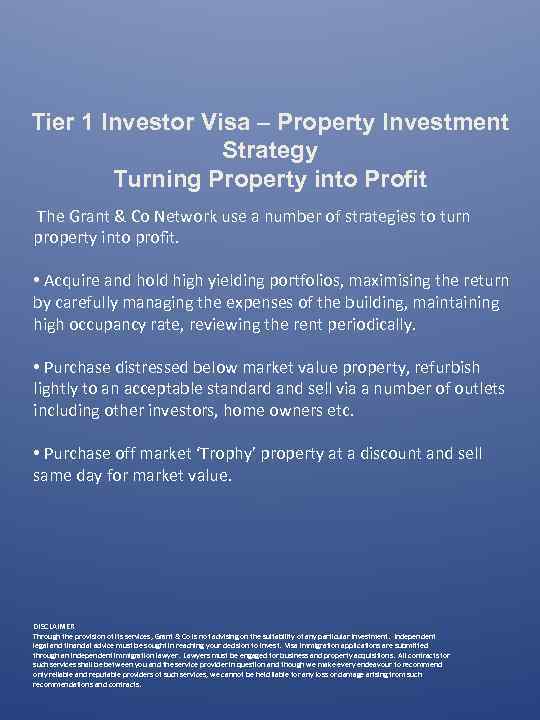 Tier 1 Investor Visa – Property Investment Strategy Turning Property into Profit The Grant