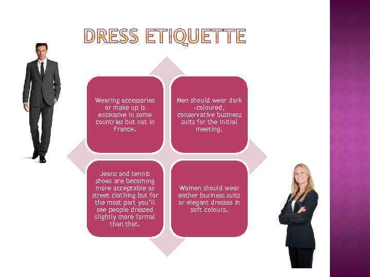 Wearing accessories or make up is excessive in some countries but not in France.