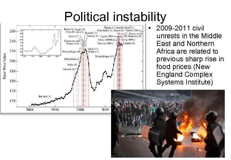 Political instability • 2009 -2011 civil unrests in the Middle East and Northern Africa