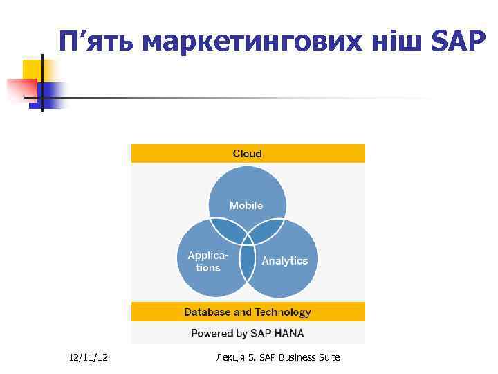 П’ять маркетингових ніш SAP 12/11/12 Лекція 5. SAP Business Suite 