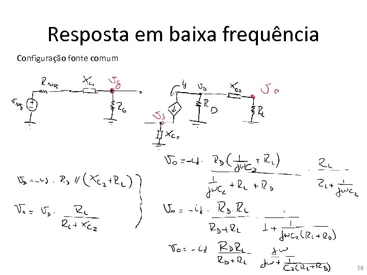 Resposta em baixa frequência Configuração fonte comum 58 