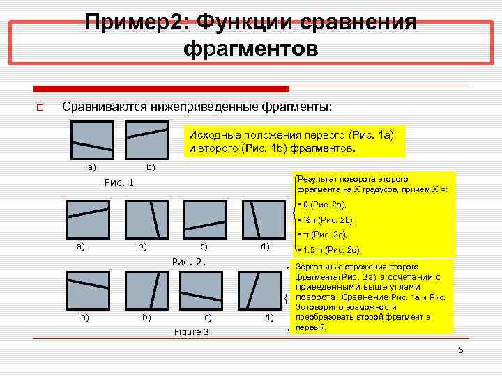 Пример2: Функции сравнения фрагментов Сравниваются нижеприведенные фрагменты: Исходные положения первого (Рис. 1 a) и