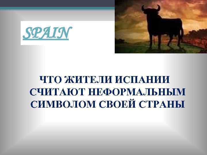 SPAIN ЧТО ЖИТЕЛИ ИСПАНИИ СЧИТАЮТ НЕФОРМАЛЬНЫМ СИМВОЛОМ СВОЕЙ СТРАНЫ 