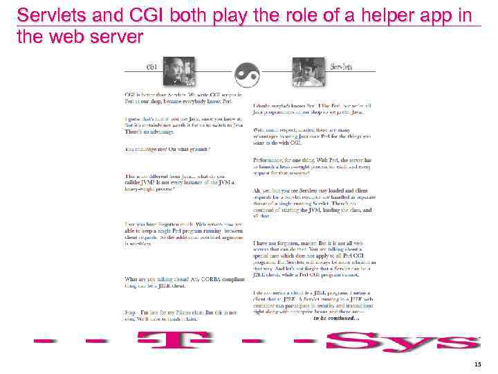 Servlets and CGI both play the role of a helper app in the web