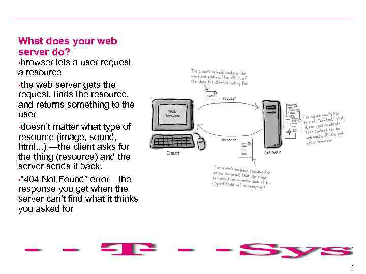 What does your web server do? • browser lets a user request a resource