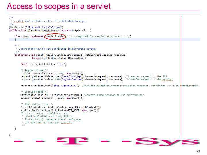 Access to scopes in a servlet 27 