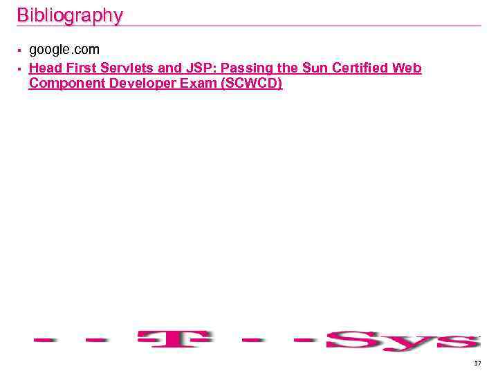 Bibliography § § google. com Head First Servlets and JSP: Passing the Sun Certified