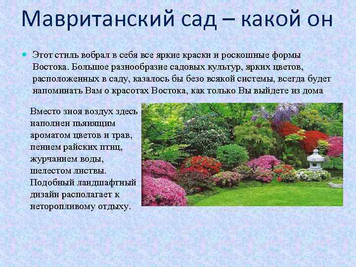 Мавританский сад – какой он Этот стиль вобрал в себя все яркие краски и