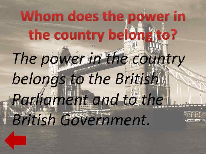 Whom does the power in the country belong to? The power in the country